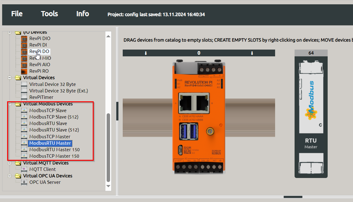 Modbus RevPi connect 4 wiring